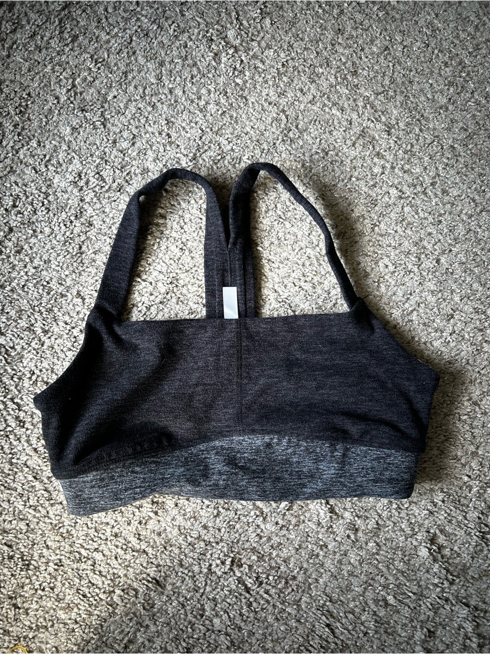 Fabletics Heathered Charcoal & Gray Seamless Sports Bra